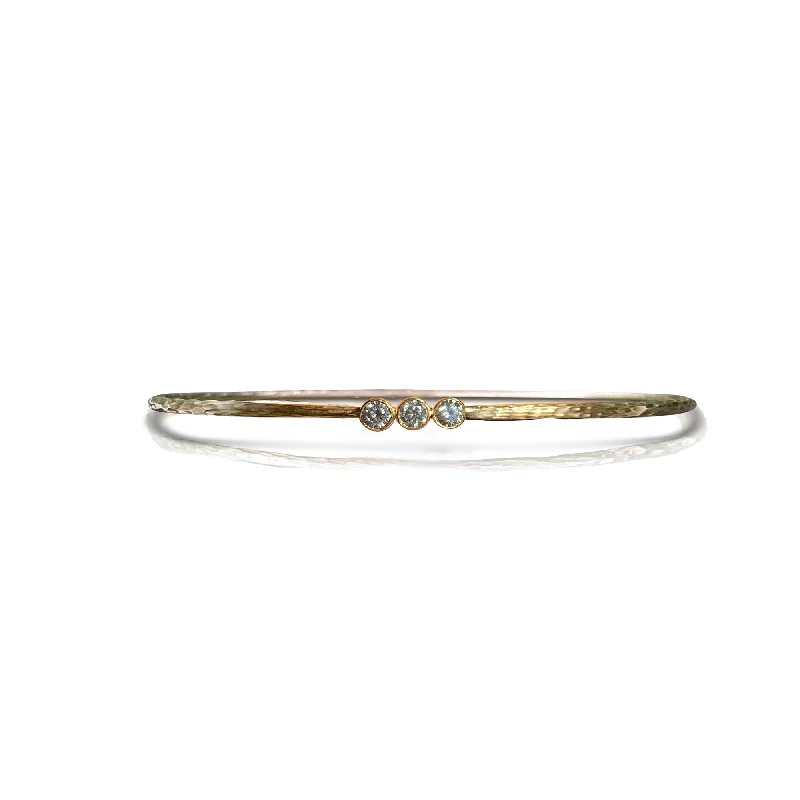 14k 3 Diamond Hammered Bezel Bracelet