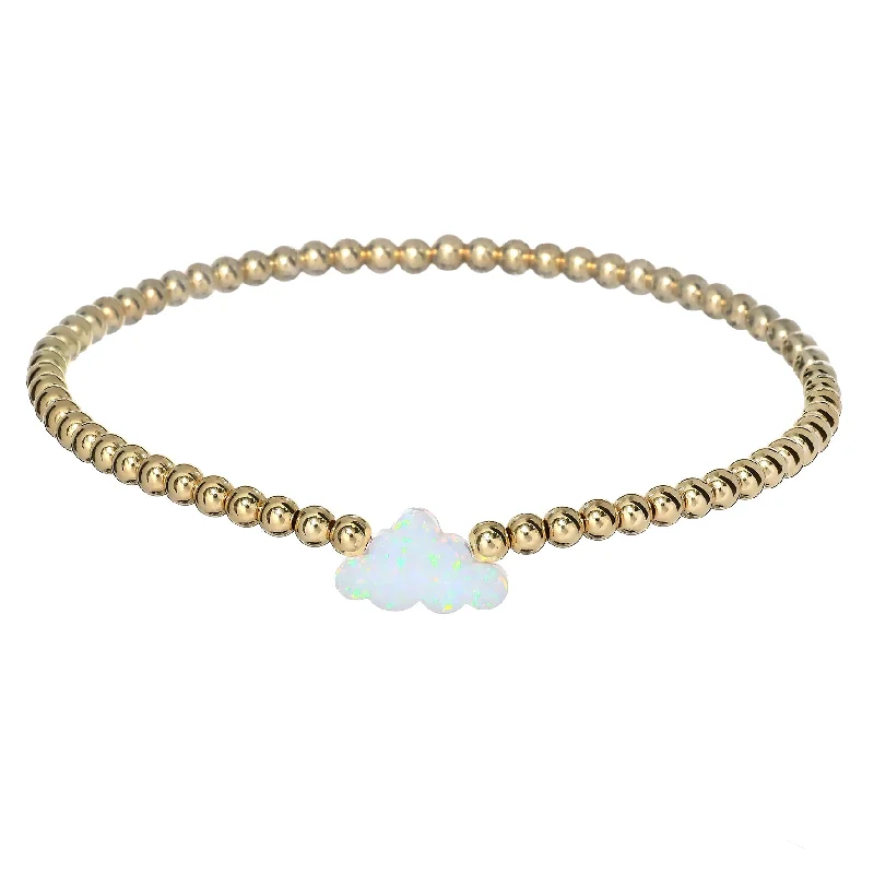 "Cloud" Opal Charm and Gold Filled Ball Beaded Bracelet