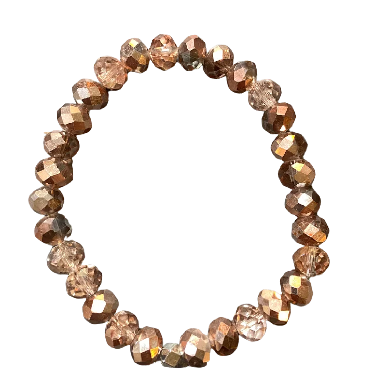 Dusty Rose Sparkle Faceted Rondelle 8mm Bracelet