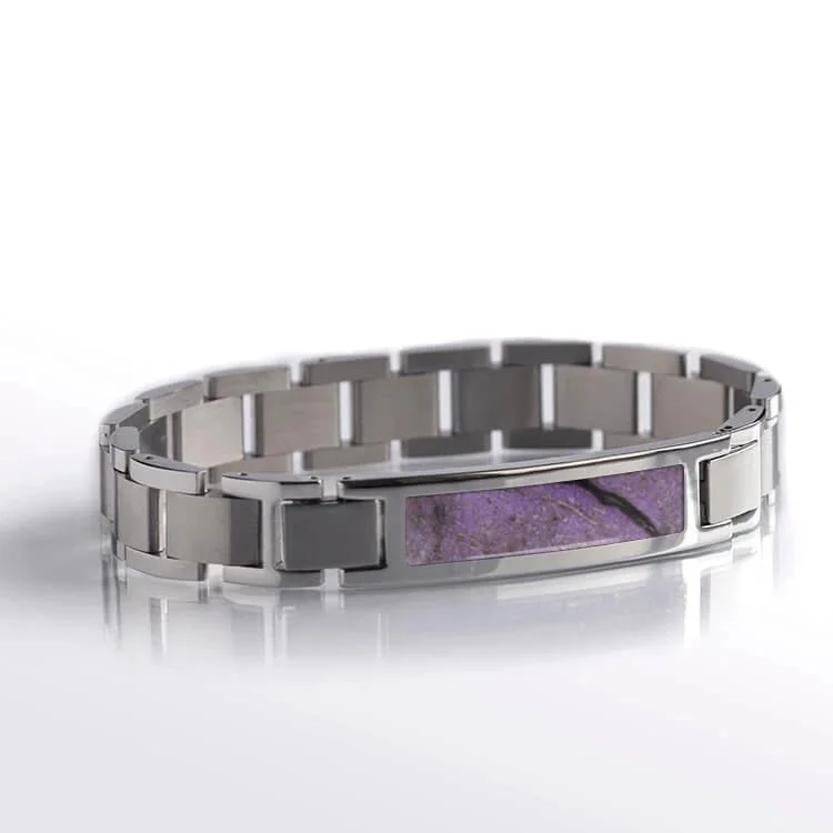 Purple Interchangeable Stainless Steel Bracelet with Sugilite Inlay