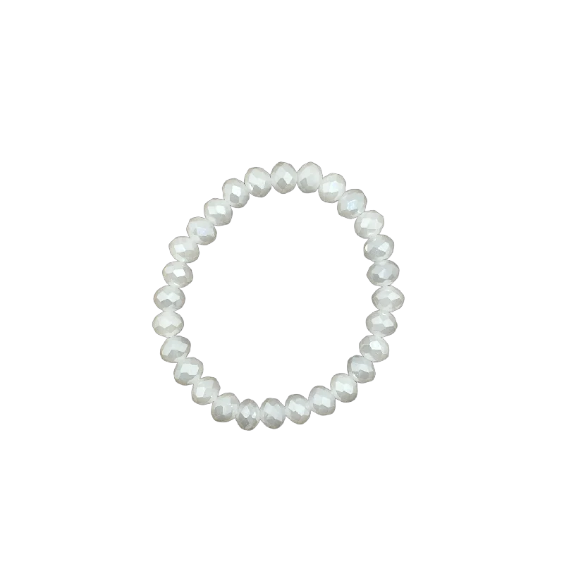 Light Grey Faceted Rondelle 8mm Bracelet