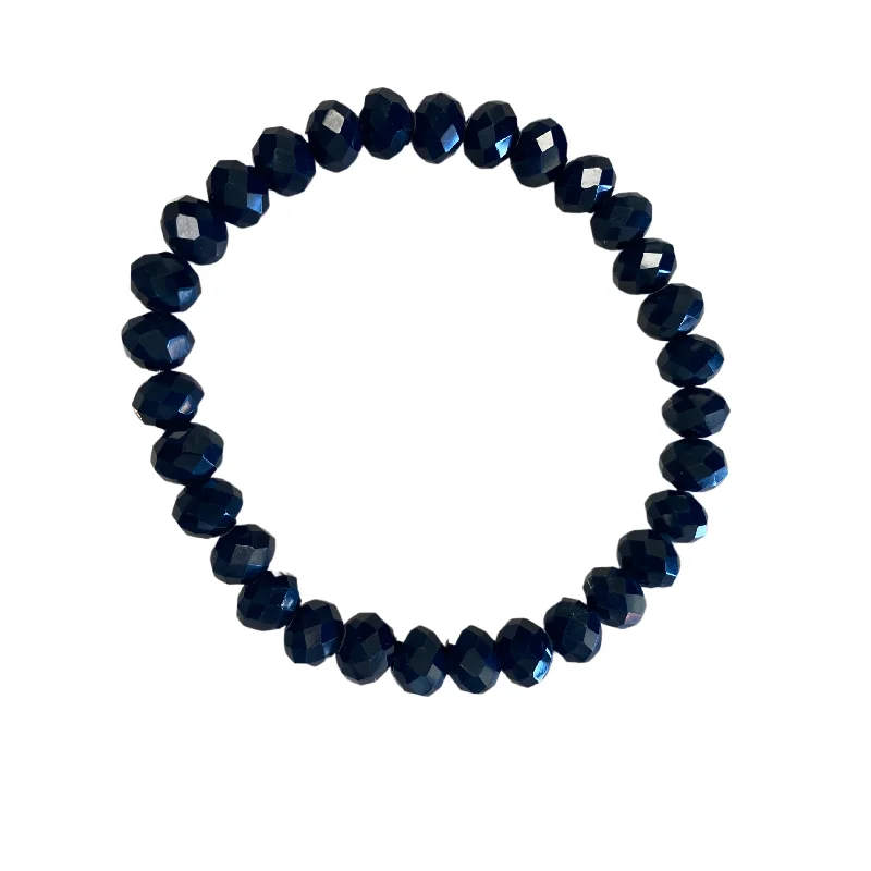 Cool Navy Faceted Rondelle 8mm Bracelet