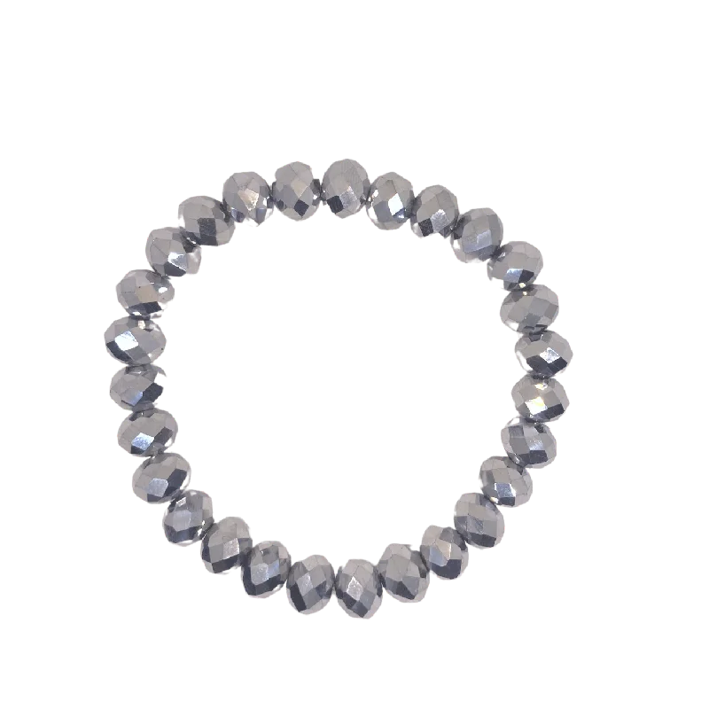 Grey Faceted Rondelle 8mm Bracelet