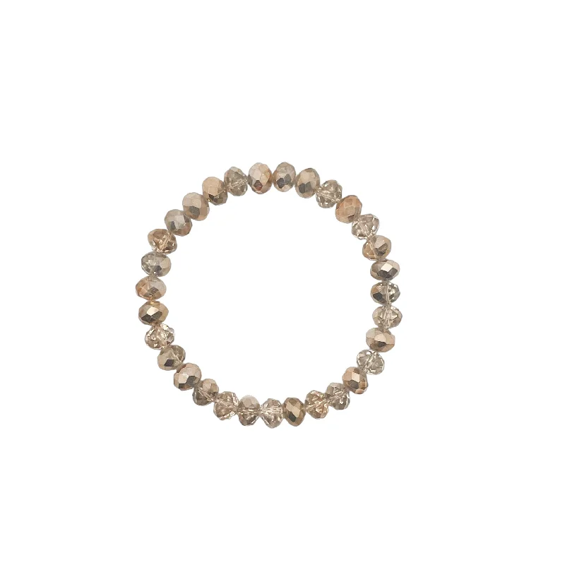 Soft Gold Crackle Faceted Rondelle 8mm Bracelet