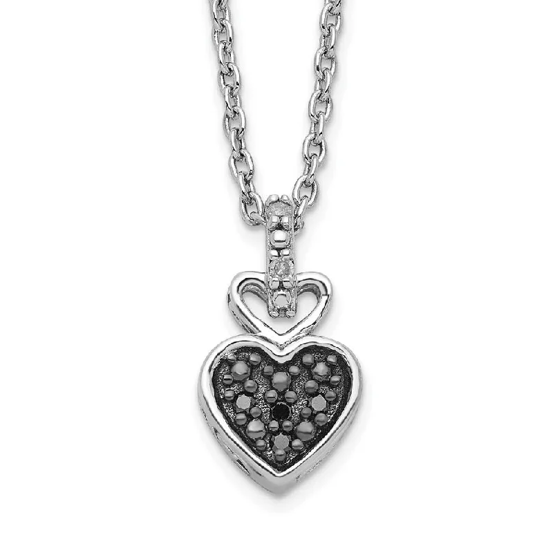 1/20 Ctw Black & White Diamond Small Heart Necklace in Sterling Silver