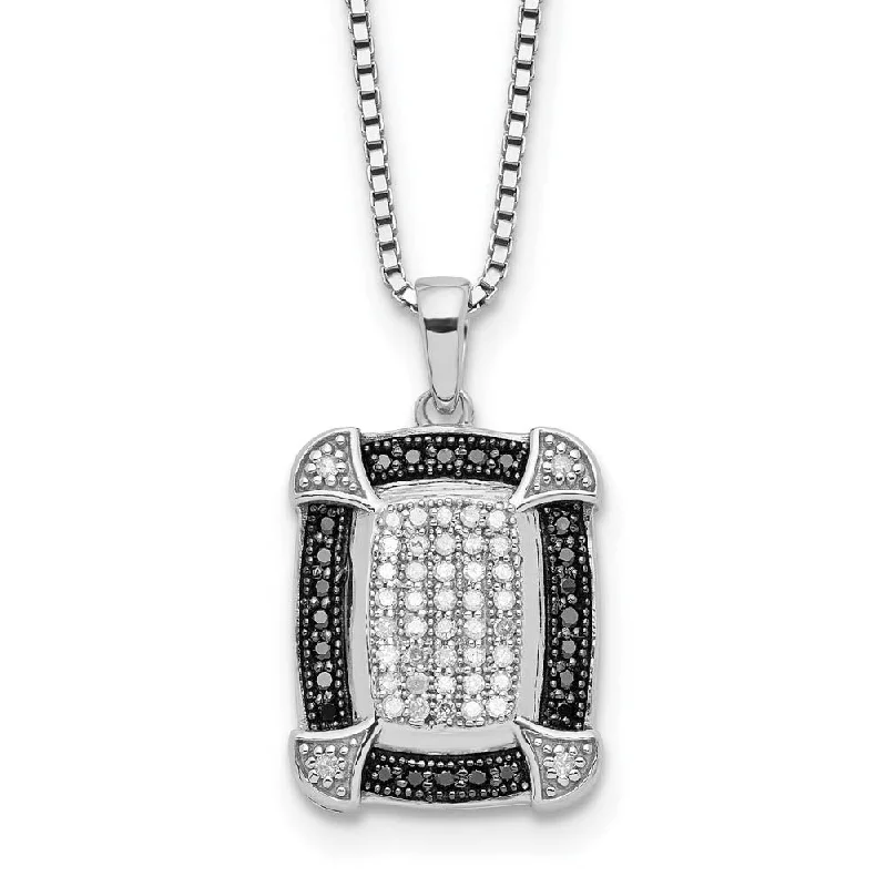 1/3 Cttw Black & White Diamond Rectangle Necklace in Sterling Silver