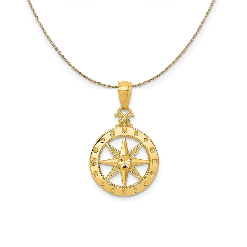 14k Yellow Gold Compass (14mm) Necklace