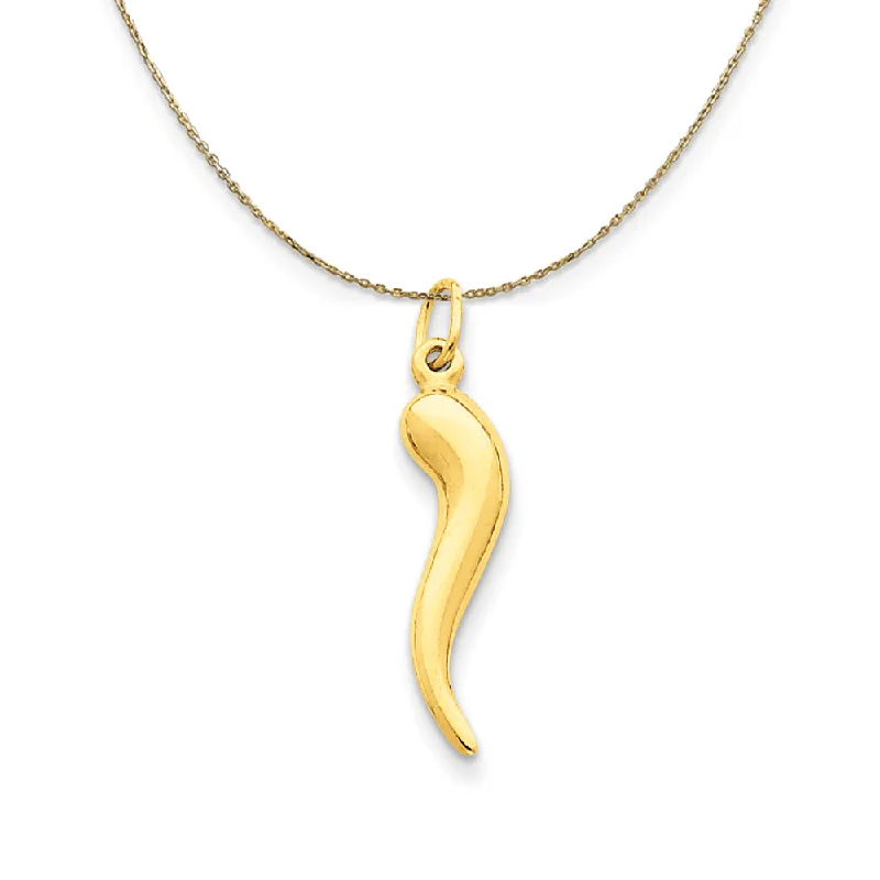 14k Yellow Gold Hollow Italian Horn (25mm) Necklace