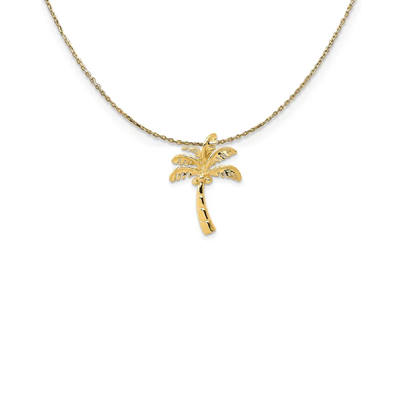 14k Yellow Gold Palm Tree Slide in Polished Necklace