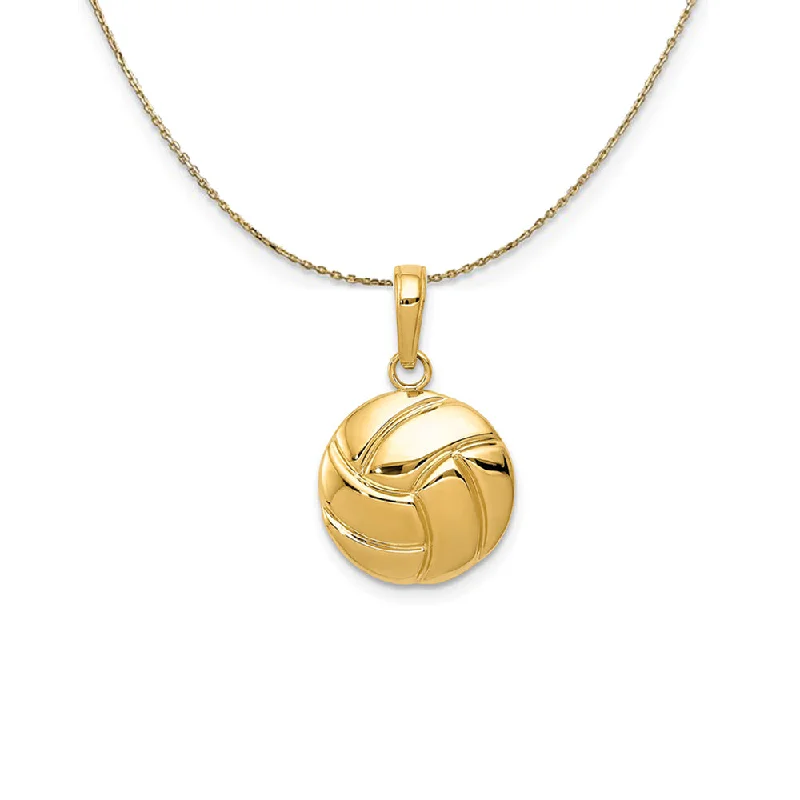 14k Yellow Gold Polished Volleyball (14mm) Necklace