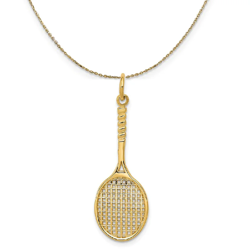 14k Yellow Gold Tennis Racquet Necklace