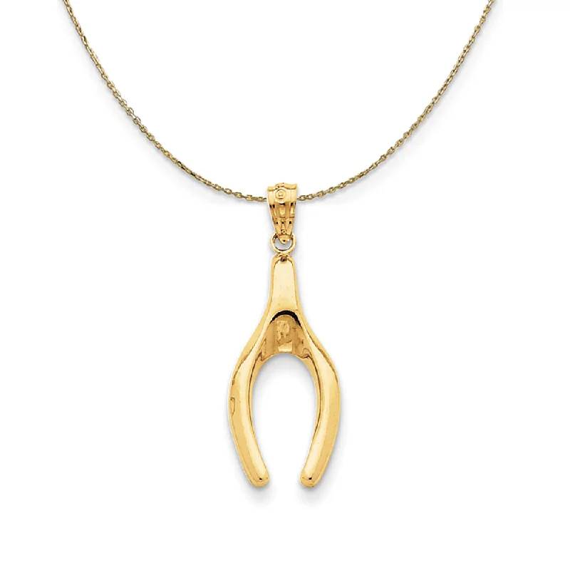 14k Yellow Gold Wishbone (29mm) Necklace