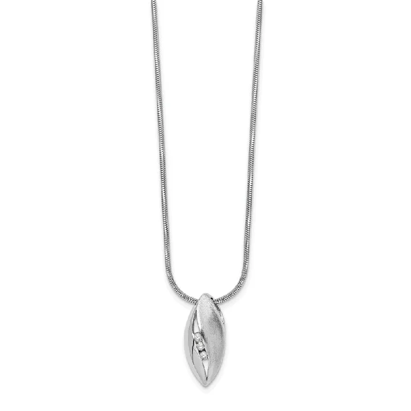 3 Stone Diamond Marquise Necklace in Rhodium Plated Silver, 18-20 Inch