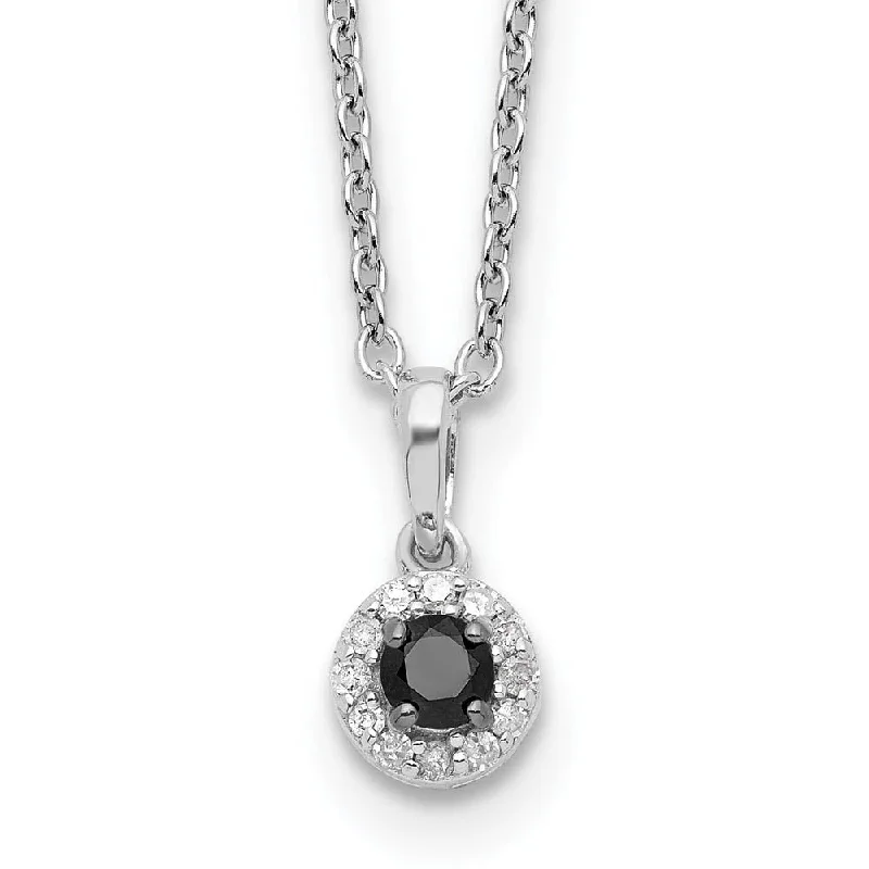 Black & White Diamond Tiny 6mm Circle Necklace in Sterling Silver