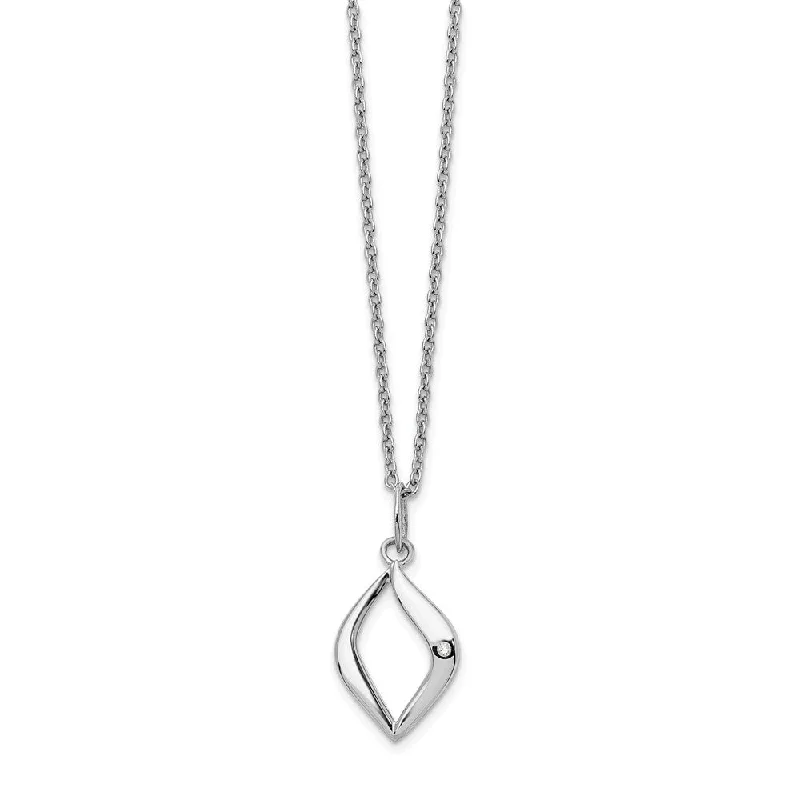 Marquise Diamond Necklace in Rhodium Plated Silver, 18-20 Inch