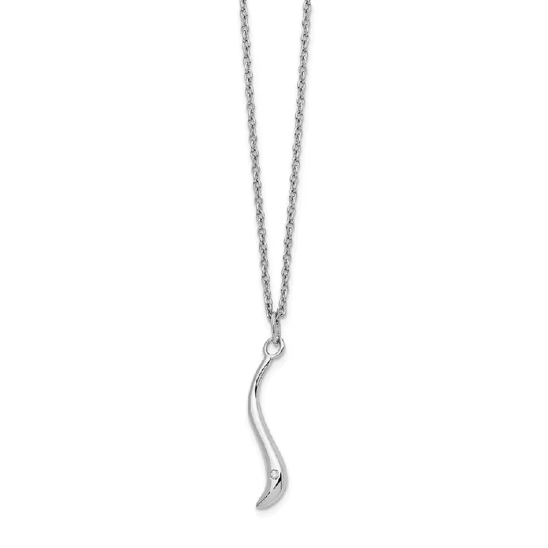 Serpentine Diamond Necklace in Rhodium Plated Silver, 18-20 Inch