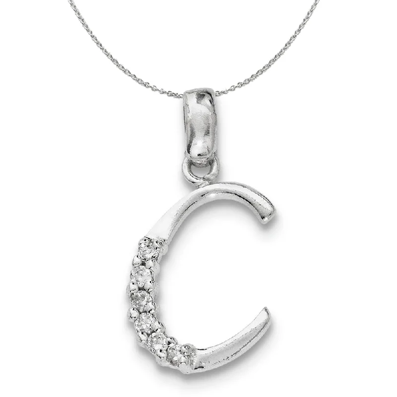 Sterling Silver and CZ, Lauren Collection, Initial C Necklace