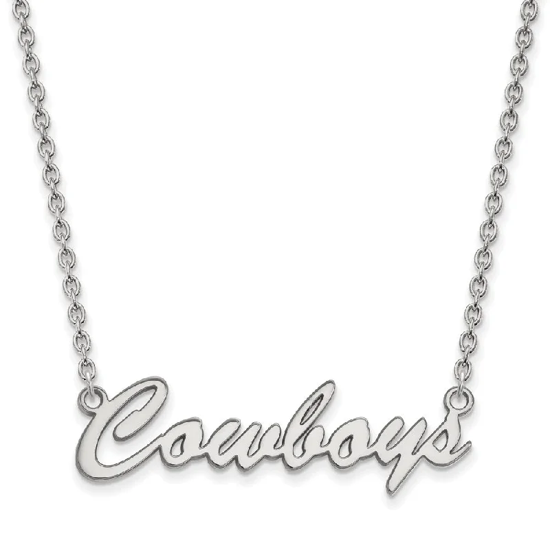 Sterling Silver Oklahoma State Med Script 'Cowboys' Pendant Necklace