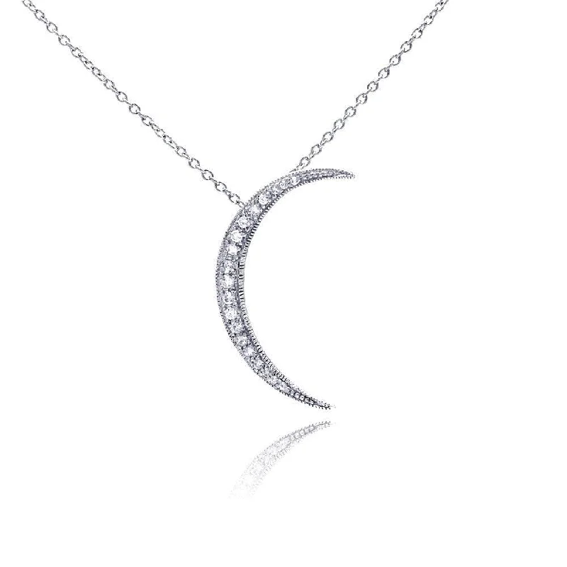 Silver 925 Clear CZ Rhodium Plated Solar Pendant Necklace - STP00171