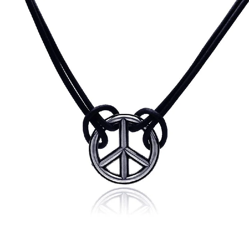 Silver 925 Oxidized Peace Necklace - OXN00003