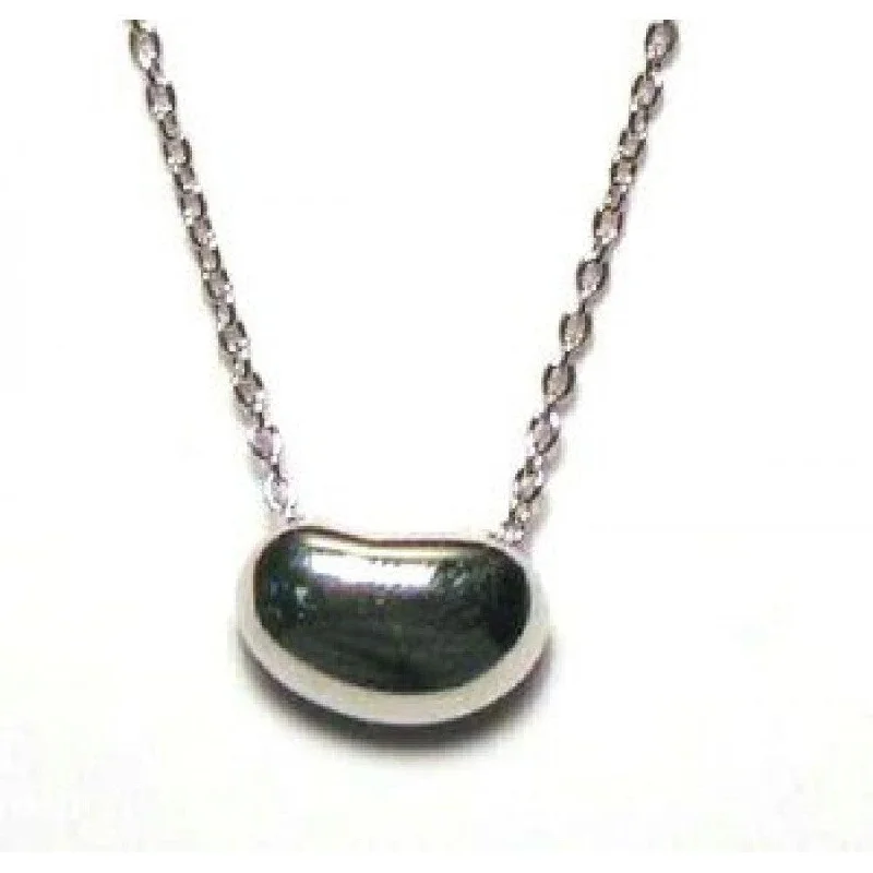 Silver 925 Rhodium Plated Bean Pendant Necklace - STP00046