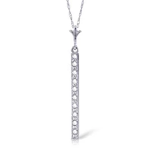 0.05 Carat 14K Solid White Gold Necklace Bar Natural Diamond