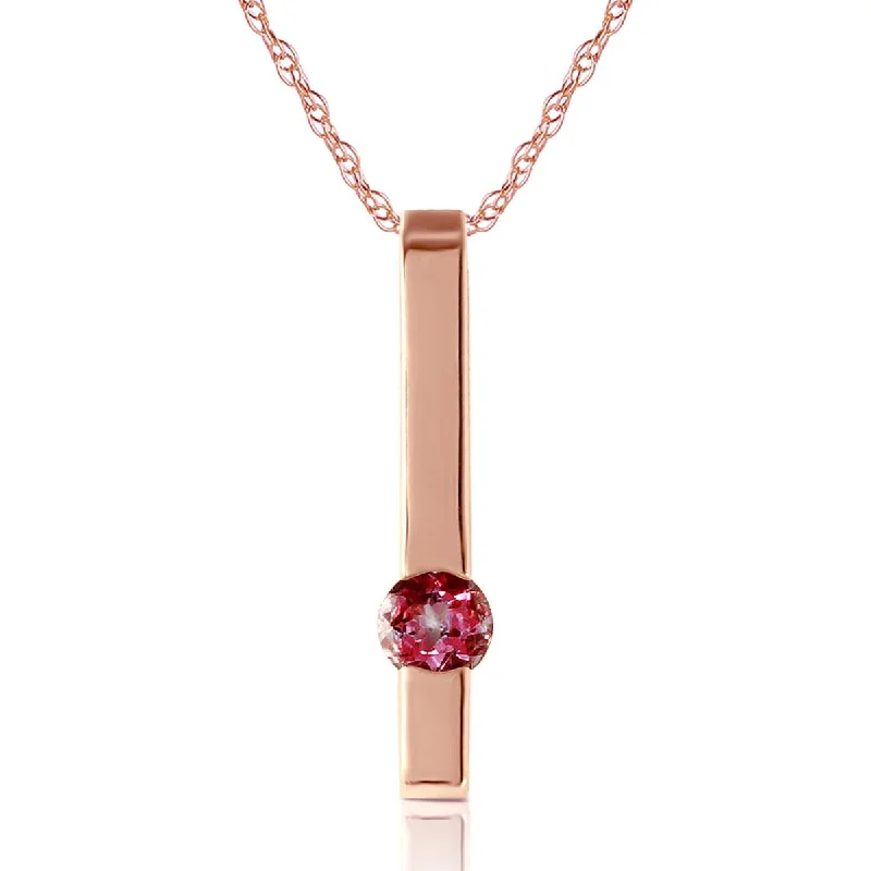 0.25 Carat 14K Solid Rose Gold Bar Pink Topaz Necklace