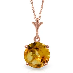 1.15 Carat 14K Solid Rose Gold Single Round Citrine Necklace