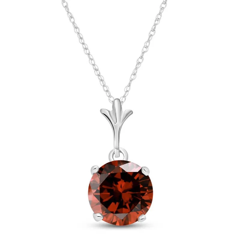 1.15 Carat 14K Solid White Gold Detrimental Garnet Necklace