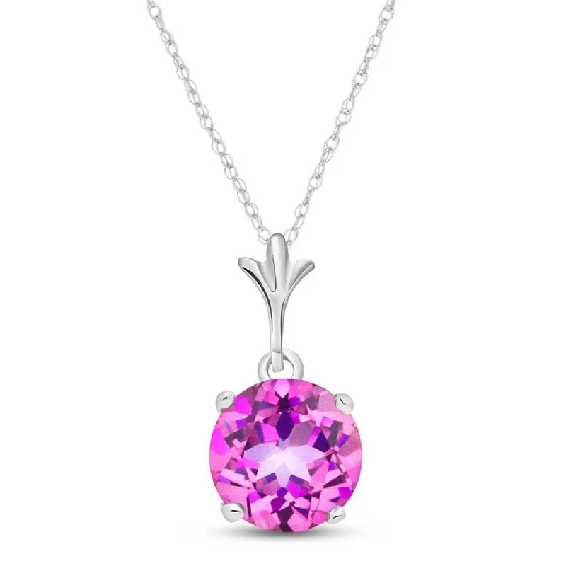 1.15 Carat 14K Solid White Gold Question Yourself Pink Topaz Necklace