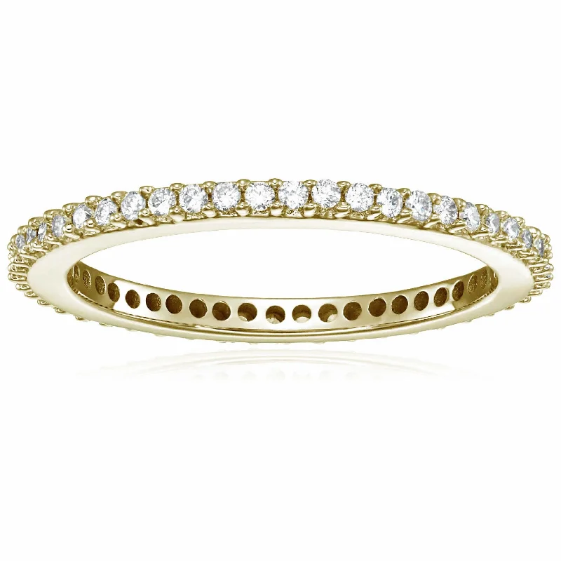 1/2 cttw Diamond Eternity Ring for Women, Wedding Band in 14K Yellow Gold Prong Set