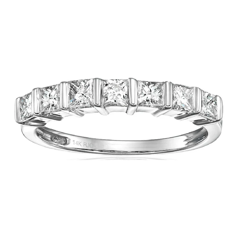 1/2 cttw Princess Cut Diamond Wedding Band for Women in 14K White Gold Channel Set Ring