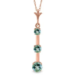 1.25 Carat 14K Solid Rose Gold Generosity Blue Topaz Necklace