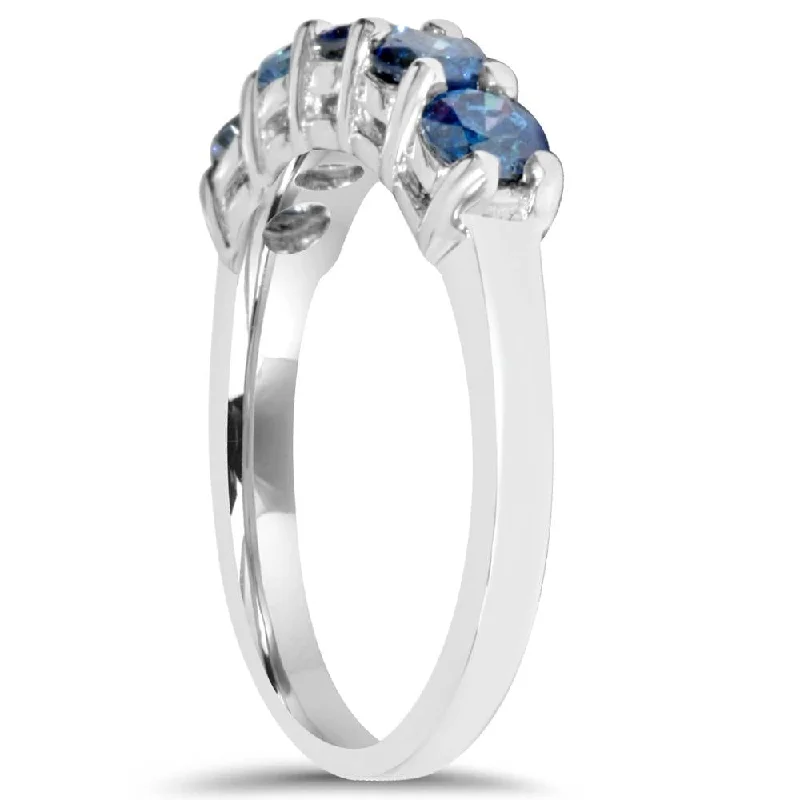 1/2ct Blue Diamond Wedding Ring White Gold