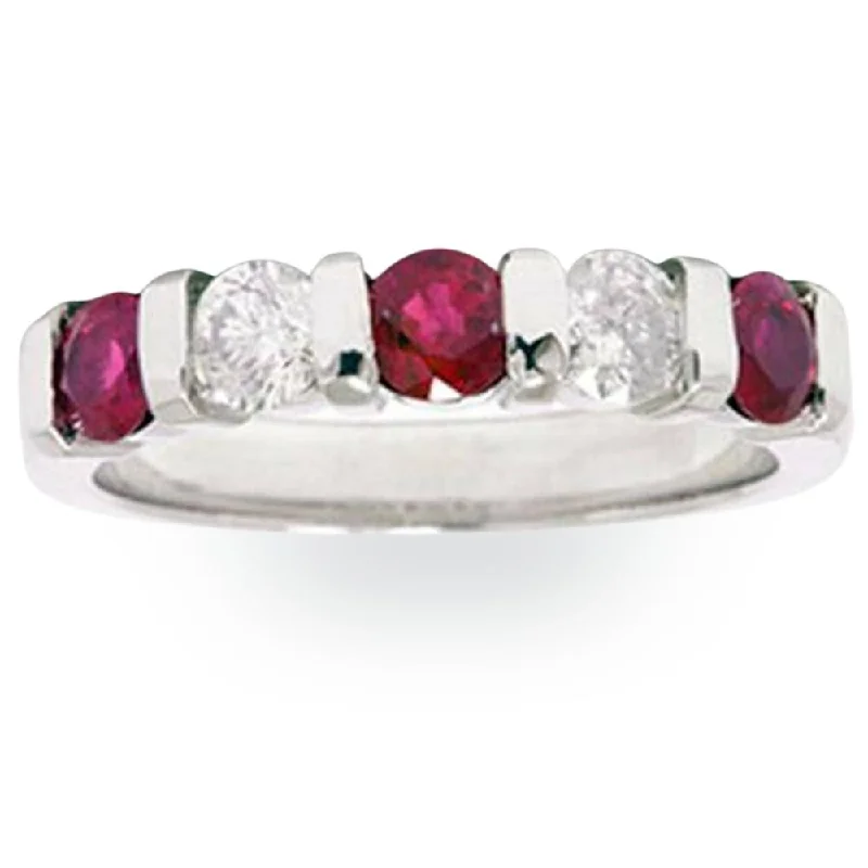 1/2ct Ruby & Diamond Wedding Anniversary 14K White Gold Ring