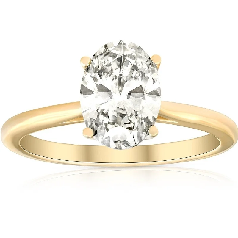 1 3/4Ct Solitaire Oval Diamond 14k Yellow Gold Engagement Ring Lab Grown