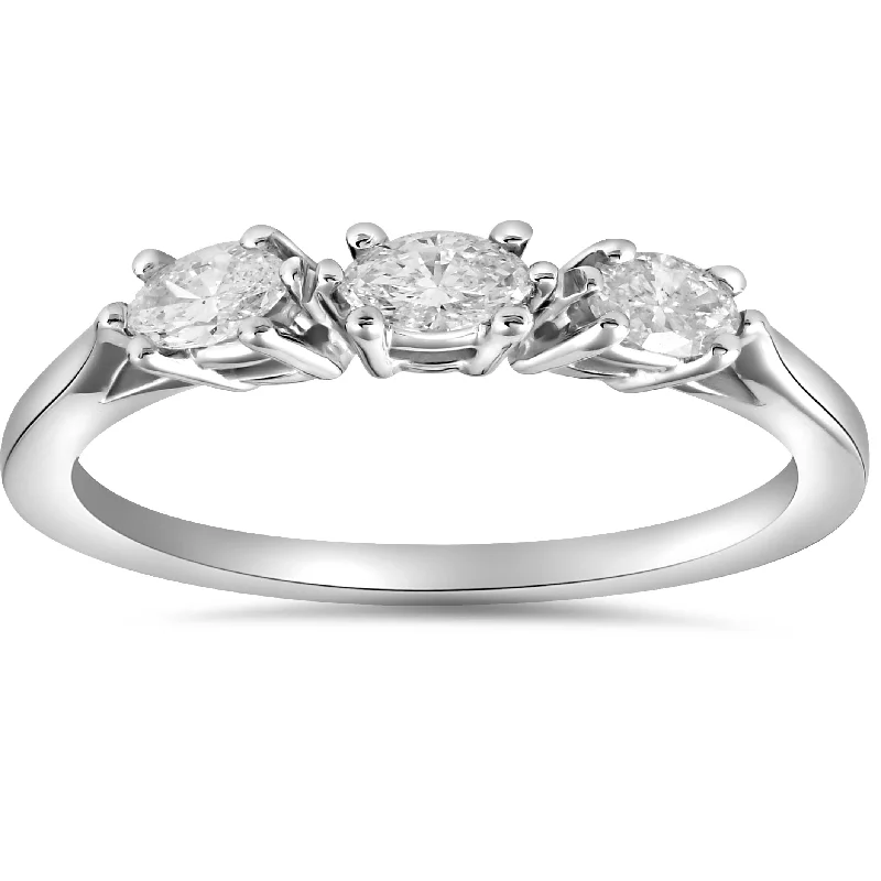 1/3ct Marquise Diamond Wedding Ring Womens Stackable Band 14k White Gold