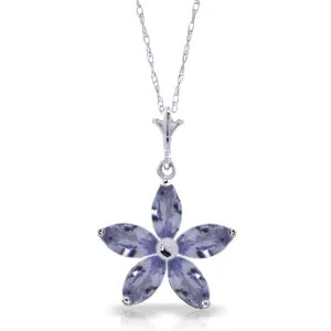 1.4 Carat 14K Solid White Gold Necklace Natural Tanzanite