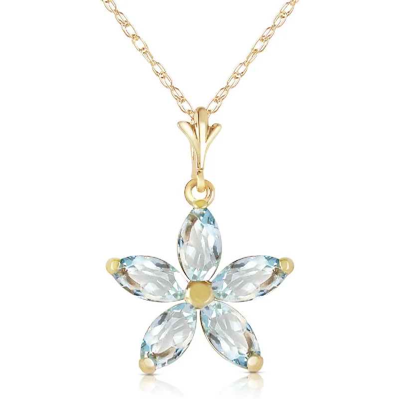 1.4 Carat 14K Solid Yellow Gold Insatiable Aquamarine Necklace