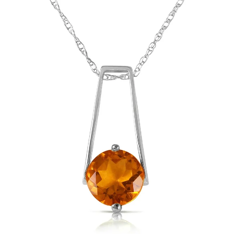 1.45 Carat 14K Solid White Gold Smooth Love Citrine Necklace