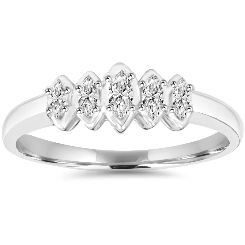 1/4CT Marquise Diamond Ring White Gold