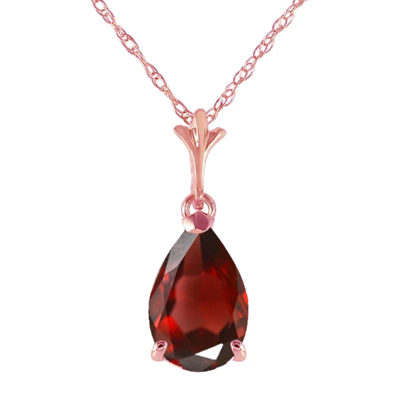 1.5 Carat 14K Solid Rose Gold Pear Garnet Necklace