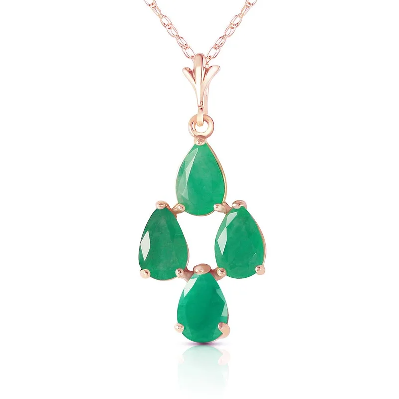 1.5 Carat 14K Solid Rose Gold Pyramid Emerald Necklace