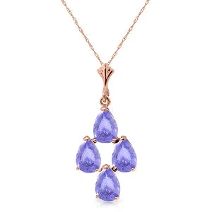 1.5 Carat 14K Solid Rose Gold Pyramid Tanzanite Necklace