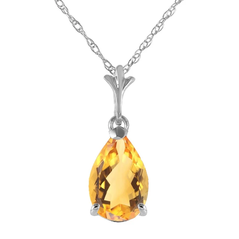 1.5 Carat 14K Solid White Gold Warm Heart Citrine Necklace