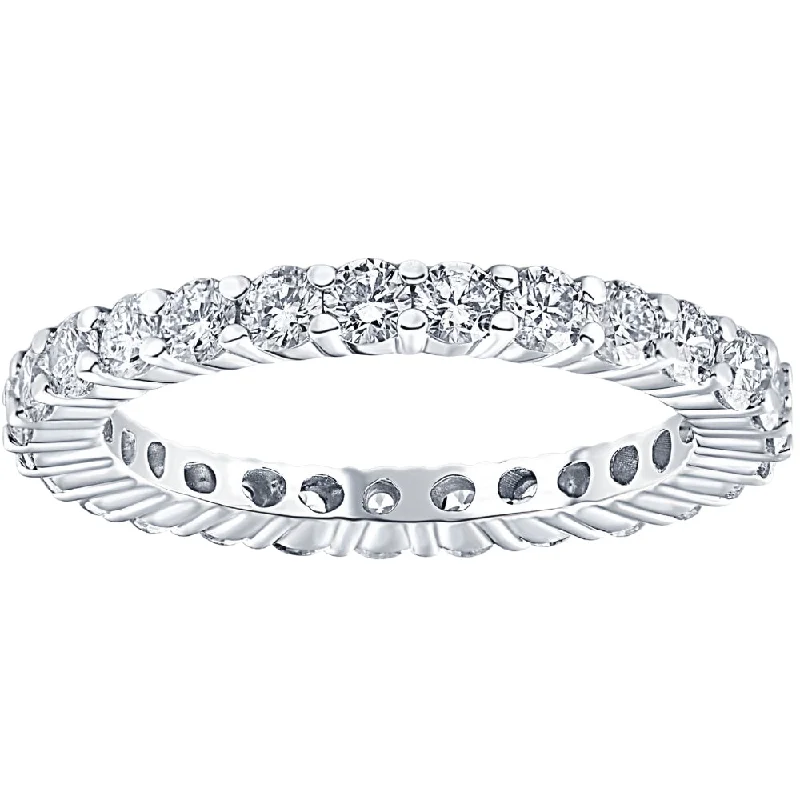 1 Ct Diamond Eternity Ring 10k White Gold Womens Wedding Band