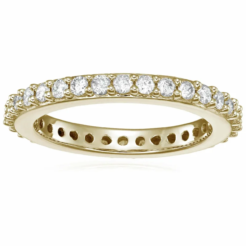 1 cttw Diamond Eternity Ring for Women, Wedding Band in 14K Yellow Gold Prong Set