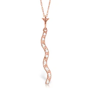 14K Solid Rose Gold Bar Natural Diamond Necklace