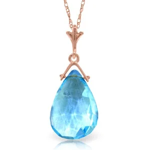 14K Solid Rose Gold Briolette Blue Topaz Necklace Jewelry Deluxe