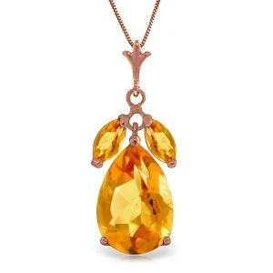 14K Solid Rose Gold Citrine Gemstone Genuine New Necklace